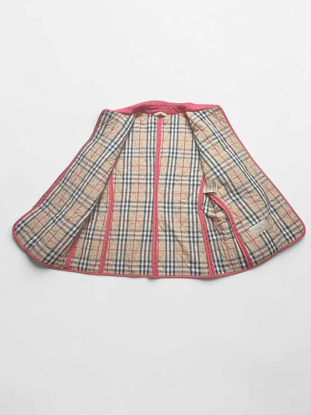 Burberry London Coral Pink Diamond Quilted Nova Check Lined Jacket Large *Flaws - Picture 6 of 16